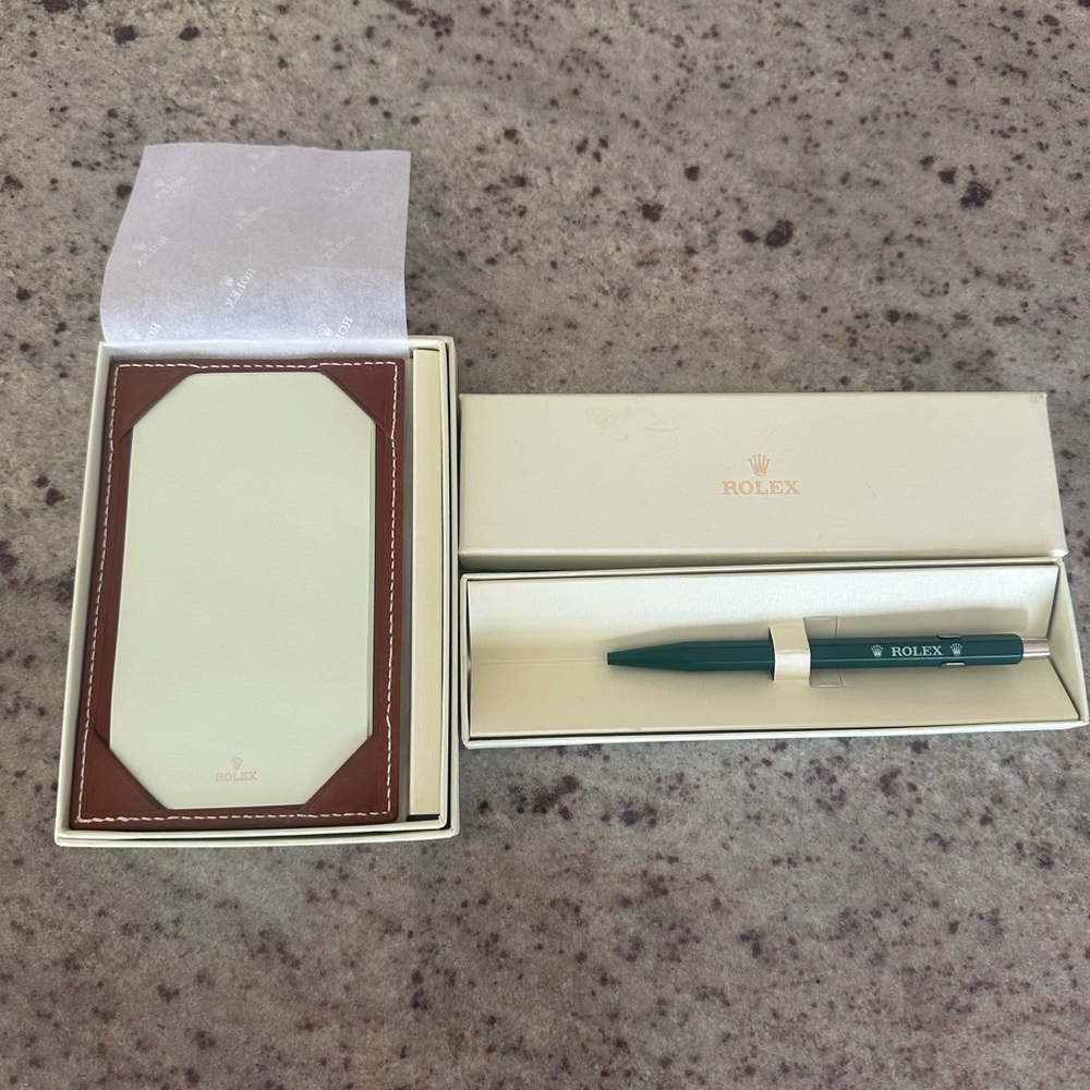 NWT Rolex Pen and Leather Notepad Set